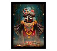 DivaFrames Jagannath Photo with Frame, Puri Jagannath Temple Wall Hanging, Hindu Religious Artwork for Living Room & Pooja Room, Wooden Frame, 10x13 Inch