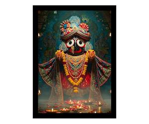 DivaFrames Jagannath Photo with Frame, Puri Jagannath Temple Wall Hanging, Hindu Religious Artwork for Living Room & Pooja Room, Wooden Frame, 10x13 Inch