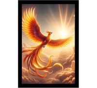 DivaFrames Phoenix Bird Vastu Painting - Rising Phoenix Wall Art for Positive Energy, Success & Growth - 10x13 Vastu Photo Frame for Home & Office Décor