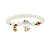 DivaGlamz 2025 Chinese New Year Snake Bracelet For Women, 12 Zodiac Chinese Zodiac Feng Shui Lucky Amulet Natural Stone Stretch Bracelets Mind Peace Gift Jewelry, L, Stone, no gemstone