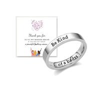 DivaGlamz Be Kind Of A Badass Ring For Women, To Best Friends Sorority Sisters Fun Creative Rings With Hidden Message Stainless Steel Engraving Friendship Gift Jewelry, Stainless Steel, No Gemstone