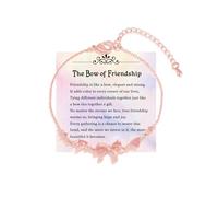 DivaGlamz Bow Zircon Bracelet - Friendship Is Like A Bow For Women, Adjustable Ribbon Bow Beaded Chain White Pink CZ Friendship Bracelets To My Best Friend Fashion Gifts Jewelry, L, Copper, no