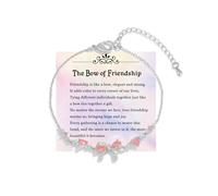 DivaGlamz Bow Zircon Bracelet - Friendship Is Like A Bow For Women, Adjustable Ribbon Bow Beaded Chain White Pink CZ Friendship Bracelets To My Best Friend Fashion Gifts Jewelry, L, Copper, no