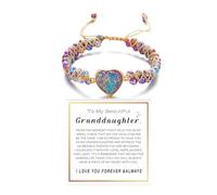 DivaGlamz For Granddaughter - For You Are Always In Mine Beads Bracelet, Double Layer Natural Stone Beaded Wrap Infinity Heart Charm Gift Jewelry, L, Copper, no gemstone
