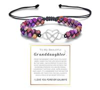 DivaGlamz For Granddaughter - For You Are Always In Mine Beads Bracelet, Double Layer Natural Stone Beaded Wrap Infinity Heart Charm Gift Jewelry, Large, Copper, no gemstone