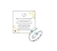 DivaGlamz Hug Ring For Granddaughter, Adjustable Stainless Steel Engraved Always With You Cubic Zirconia Spiral Twist Wrap Hope Rings Motivational Christmas Birthday Jewelry Gifts, Stainless Steel, No