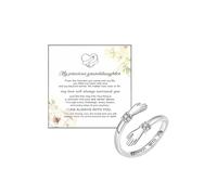 DivaGlamz Hug Ring For Granddaughter, Adjustable Stainless Steel Engraved Always With You Cubic Zirconia Spiral Twist Wrap Hope Rings Motivational Christmas Birthday Jewelry Gifts, Stainless Steel, No