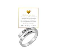 DivaGlamz I Fcking Love You Ring For Women, Adjustable Stainless Steel Engraved Heart Spiral Wrap Twist Vintage Promise Rings To My Girlfriend/Wife Birthday Gifts Jewelry, Stainless Steel, No Gemstone