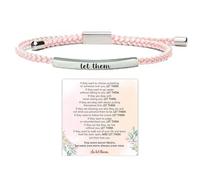 DivaGlamz Let Them Tube Bracelet for Women, Self Worth Motivation Bracelet Adjustable Braided Rope Handmade Engraved Bracelets Stainless Steel To My Daughter/Best Friend Inspirational Gifts Jewelry, L