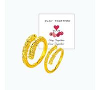 DivaGlamz Matching Couple Rings For Him And Her, Adjustable Wukong Jingu Bang Gold Band Engrave Ring Same 3d Game Props Gift Jewelry, Copper, No Gemstone