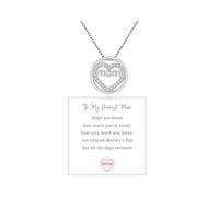 DivaGlamz Mom Heart Pendant Necklaces, Initial Stainless Steel Circle Cubic Zirconia Grateful Pendant Necklace Trendy Mother'S Day Jewelry Gift For Mama, L, Stainless Steel, No Gemstone