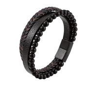 DivaGlamz Preliminary Calming Anxiety Bracelet For Men, Natural Volcanic Stone Braided Leather Agate Beaded Bracelet Meditation Anti Anxiety Stress Relief Gift Jewelry, L, Leather, no gemstones