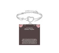DivaGlamz To My Bonus Daughter Forever Connected Bracelet, Infinity Forever Love Heart Bracelets You Are Always In Mine From Mom Cubic Zirconia Adjustable Inspirational Gift Jewelry, L, Copper, no