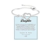 DivaGlamz To My Daughter Forever Connected Bracelet, Infinity Forever Love Heart Bracelets You Are Always In Mine From Mom Cubic Zirconia Adjustable Inspirational Gift Jewelry, L, Copper, no gemstone