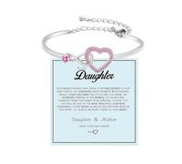 DivaGlamz To My Daughter Forever Connected Bracelet, Infinity Forever Love Heart Bracelets You Are Always In Mine From Mom Cubic Zirconia Adjustable Inspirational Gift Jewelry, L, Copper, no gemstone