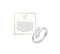DivaGlamz To My Daughter Hug Hope Rings, I Love You Foreve Motivational Stainless Steel Spiral Wrap Twist Open Adjustable Healing Ring Inspirational Gift Jewelry, Stainless Steel, No Gemstone