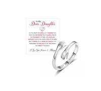 DivaGlamz To My Daughter Hug Hope Rings, I Love You Foreve Motivational Stainless Steel Spiral Wrap Twist Open Adjustable Healing Ring Inspirational Gift Jewelry, Stainless Steel, No Gemstone