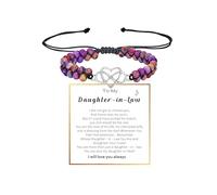 DivaGlamz To My Daughter In Law Infinity Forever Love Heart Bracelet, Natural Emperor Stone Double Layer Purple Beaded Woven Wrap Bracelets Adjustable Mind Peace Gift Jewelry, L, Copper, no gemstone