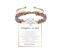 DivaGlamz To My Daughter In Law Infinity Forever Love Heart Bracelet, Natural Emperor Stone Double Layer Purple Beaded Woven Wrap Bracelets Adjustable Mind Peace Gift Jewelry, L, Copper, no gemstone