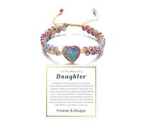DivaGlamz To My Daughter-Infinity Forever Love Heart Bracelet, Natural Emperor Stone Double Layer Purple Beaded Woven Wrap Bracelets Adjustable Mind Peace Gift Jewelry, Large, Alloy Steel, no gemstone