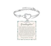 DivaGlamz To My Granddaughter Forever Connected Bracelet, Infinity Forever Love Heart Bracelets You Are Always In Mine From Grandmother Cubic Zirconia Adjustable Birthday Gift Jewelry, L, Copper, no