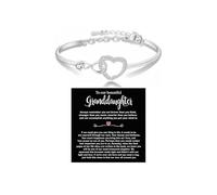 DivaGlamz To My Granddaughter Forever Connected Bracelet, Infinity Forever Love Heart Bracelets You Are Always In Mine From Grandmother Cubic Zirconia Adjustable Birthday Gift Jewelry, L, Copper, no