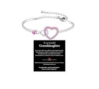 DivaGlamz To My Granddaughter Forever Connected Bracelet, Infinity Forever Love Heart Bracelets You Are Always In Mine From Grandmother Cubic Zirconia Adjustable Birthday Gift Jewelry, L, Copper, no