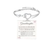 DivaGlamz To My Granddaughter Forever Connected Bracelet, Infinity Forever Love Heart Bracelets You Are Always In Mine From Grandmother Cubic Zirconia Adjustable Birthday Gift Jewelry, L, Copper, no