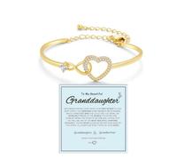DivaGlamz To My Granddaughter Forever Connected Bracelet, Infinity Forever Love Heart Bracelets You Are Always In Mine From Grandmother Cubic Zirconia Adjustable Birthday Gift Jewelry, L, Copper, no
