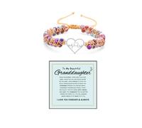DivaGlamz To My Granddaughter Infinity Forever Love Heart Bracelet Natural Emperor Stone Double Layer Purple Beads Woven Wrap Bracelet Adjustable Peace of Mind Gift Jewelry, 2XL, Stone, No Gemstone
