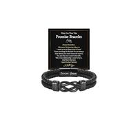 DivaGlamz To My Man Infinity Knot Bracelet, Forever Linked Together Stainless Steel Braided Leather Inspirational Bracelets Engraved Love You Forever Birthday Gift Jewelry, L, Leather Stainless Steel