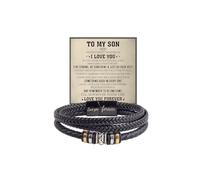 DivaGlamz To My Son/Grandson Bracelet From Mom Grandmother, Forever Linked Together Black Braided Leather Infinity Knot Inspirational Bracelets Engraved Love You Forever Birthday Gift Jewelry, L