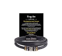 DivaGlamz To My Son/Grandson Bracelet From Mom Grandmother, Forever Linked Together Black Braided Leather Infinity Knot Inspirational Bracelets Engraved Love You Forever Birthday Gift Jewelry, L
