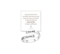 DivaGlamz Trust God Ring For Women, Adjustable Stainless Steel Religious Inspirational Engraved Rings Fashion Faith Gifts Jewelry, Stainless Steel, No Gemstone