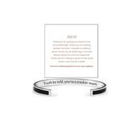 DivaGlamz Truth Be Told You're A Crackin' Mum Color Color Bracelet, Stainless Steel With Hidden Message Engraved Cuff Bracelets To Mana Birthday Inspirational Gifts Jewelry, L, Stainless Steel, no