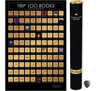 Divalis 100 Books Scratch off Poster with Scratcher - Easy to Frame 100 Must Read Books of all Times - Reading Bucketlist Chart - Books Read Checklist - Accessories Included