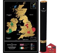 Divalis Great Britain Scratch off Map - Large United Kingdom Scratchable Poster 24x16 - UK Places Ive Been - Travel UK Map - Laminated Black and Gold Poster