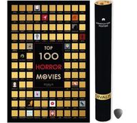 Divalis Top 100 Horror Movies Scratch off Poster with Accessories - Large Scratchable Cinema Bucket List - Ultimate Horror Film Challenge - Must-See Horror Movies Checklist - 24x16 Scratch Off Poster
