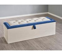 Divan Base Direct Alioth Ottoman Storage Box 4Ft6 Double - Plush Velvet Cream + Marine