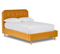 Divan Base Direct Celestia Contemporary Button Backed Fabric Bed Base Only 5Ft King- Verlour Mustard