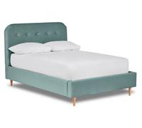 Divan Base Direct Celestia Contemporary Button Backed Fabric Bed Base Only 6Ft Super King- Verlour Sky Blue