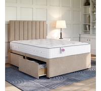 Divan Base Direct Cocktail Straw Platform Top Divan Bed Base 5Ft King Size With Large End Drawer + Florence Floor Standing Headboard