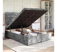 Divan Base Direct Crushed Velvet Pewter Ottoman Divan 3Ft Single End Lift Ottoman + Sorrento Floor Standing Headboard