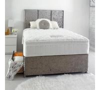 Divan Base Direct Dura Bed Celebration Deluxe 1800 Pocket Sprung Cushioned Divan Bed Set 5Ft King 4 Drawers - Plush Velvet Light Silver