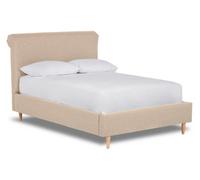 Divan Base Direct Elysian Modern Scroll Back Fabric Bed Base Only 4Ft Small Double- Opera Natural
