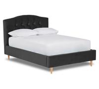 Divan Base Direct Enigma Classic Chesterfield Fabric Bed Base Only 4Ft6 Double- Verlour Ebony