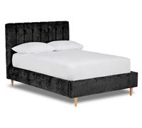 Divan Base Direct Eternal Contemporary Button-Backed Fabric Bed Base Only 4Ft Small Double- Pavia Ebony