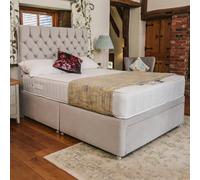 Divan Base Direct Florence Supreme Comfort Sprung Divan Bed Set 4Ft6 Double Large End Drawer - Plush Light Silver