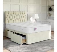 Divan Base Direct Lino Stone Platform Top Divan Bed Base 4Ft Small Double With 2 Drawers + Matera Strutted Headboard