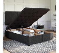 Divan Base Direct Linoso Charcoal Ottoman 2Ft6 Small Single Side Liftlinoso Charcoal Ottoman Ottoman + Arezzo Floor Standing Headboard